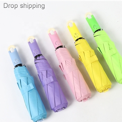 Lock Head Handle Pure Color Custom Folding Umbrella Met Logo Prints vol automatisch