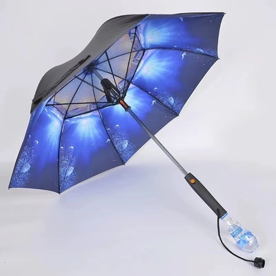Outdoor Market Repel Paraplu met ingebouwde ventilator en Water Spray Custom Printing