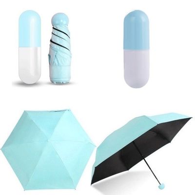 Polyester Mini 5 Fold Anti UV Pill Zwart Gecoat Regen paraplu Pocket Opvouwbare paraplu's