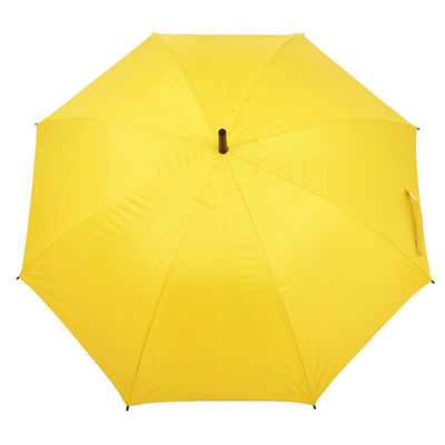 Gepersonaliseerde kleur heldergeel logo RPET Golf paraplu voor buitenactiviteiten