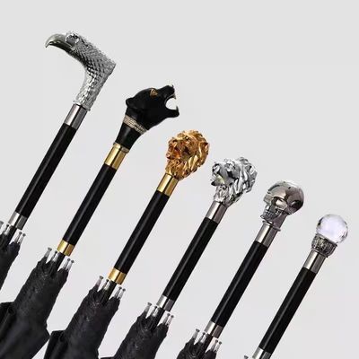 Japanse Animal Head Zwarte Custom Straight Bar Paraplu voor Creatieve Persoonlijkheden