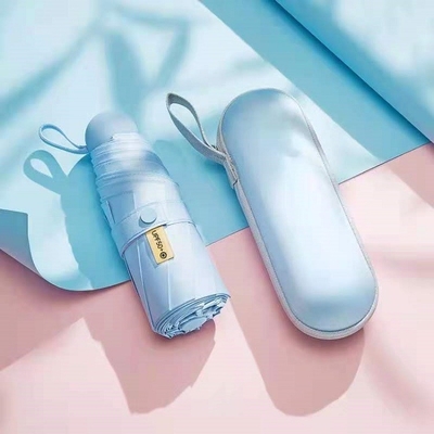 Op maat gemaakte Mini Pocket Capsule Vijfvoudige UV-beschermingsparaplu voor reizigers