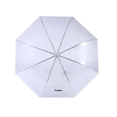 Stalen schacht reclame doorzichtige POE Full Body Dome paraplu met Print Logo Auto Open