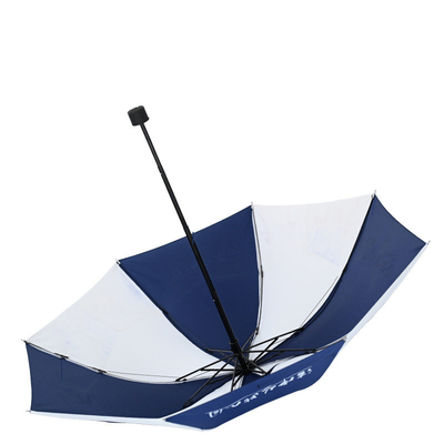 Handmatige besturing Blauw en wit Dubbele advertentie paraplu voor volwassenen Custom logo printing