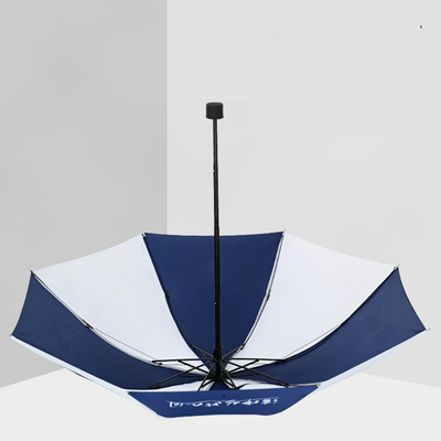 Handmatige besturing Blauw en wit Dubbele advertentie paraplu voor volwassenen Custom logo printing