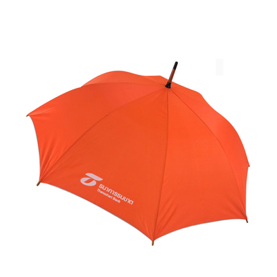Auto Open Full Body Paraplu Oranje Custom Bank Logo Haak Handle met 100cm Diameter