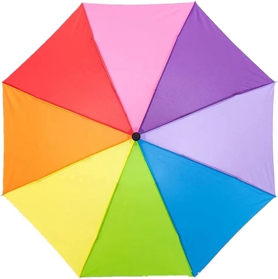 Kleurrijke regenboogontwerp 3 Opvouwbare handschaduw met winddichte en metalen glasvezel ribben