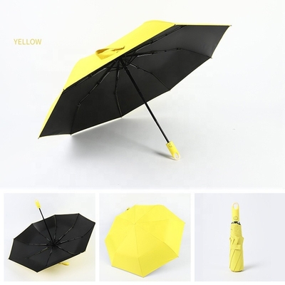 Lock Head Handle Pure Color Custom Folding Umbrella Met Logo Prints vol automatisch