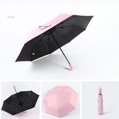 Lock Head Handle Pure Color Custom Folding Umbrella Met Logo Prints vol automatisch