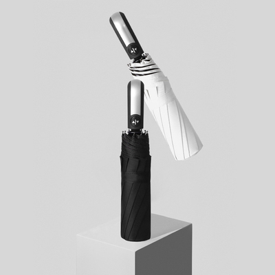 Rubber coating handle draagbaar automatisch reizen compact regen vouwde paraplu voor volwassenen