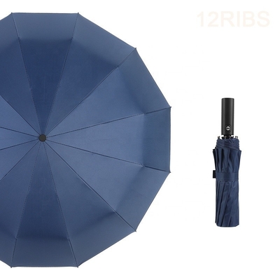 12 ribben 3 vouwbare UV automatische paraplu BSCI reis paraplu Zwart Pongee waterdicht