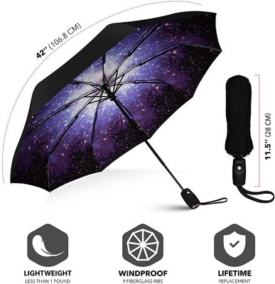 Zwarte lijm zonnebrandcrème Drievoudig opvouwbaar paraplu voor reclame en cadeautjes Open diameter 97cm