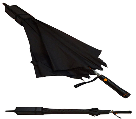 Handmatig open rubber coating handle ijzer zonnig en regenachtig paraplu met zonneventilator
