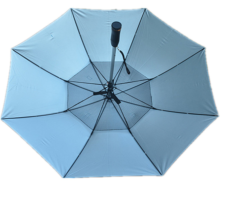 Handmatig open rubber coating handle ijzer zonnig en regenachtig paraplu met zonneventilator