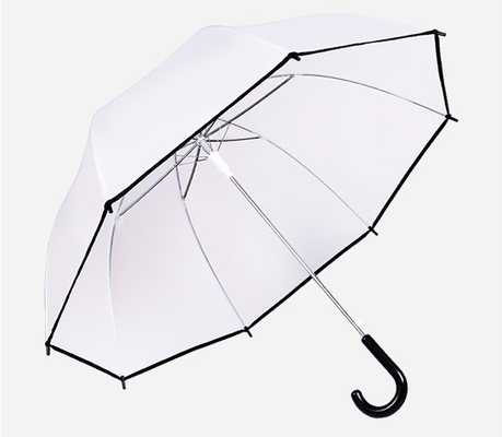 23 inch 8K Parijs Transparante Duidelijke paraplu voor regen Transparante Plastic J Handle