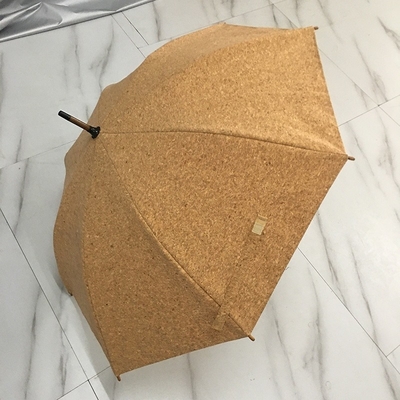 Creatieve milieubescherming Korkstof Zaagstof Stoffen paraplu met houten handvat