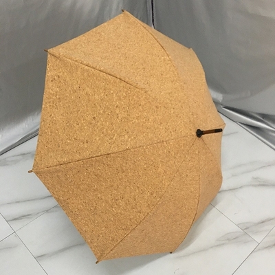 Creatieve milieubescherming Korkstof Zaagstof Stoffen paraplu met houten handvat