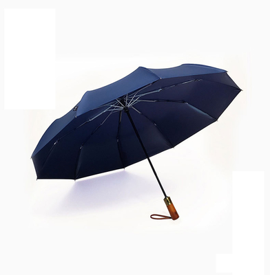 10 Bone Windproof Houten Handvat Drievoudige paraplu Voor Volwassenen Automatische Dubbele paraplu