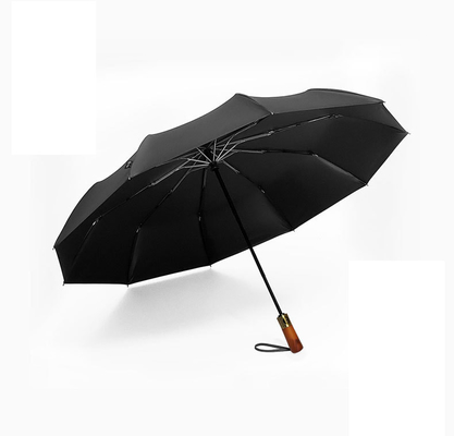 10 Bone Windproof Houten Handvat Drievoudige paraplu Voor Volwassenen Automatische Dubbele paraplu