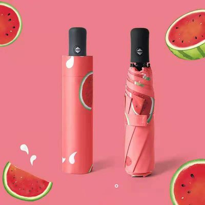 Op maat gemaakt Cherries Cartoon Printing 3 Klappbare markt paraplu met 190T Nylon Stof