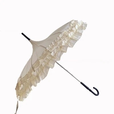 19 Inches Vrouwelijke Pagode Parasol Huwelijksparaplu met kantenpaneel en handmatig open stijl