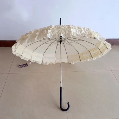 19 Inches Vrouwelijke Pagode Parasol Huwelijksparaplu met kantenpaneel en handmatig open stijl