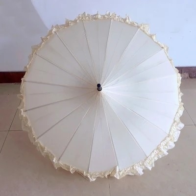 19 Inches Vrouwelijke Pagode Parasol Huwelijksparaplu met kantenpaneel en handmatig open stijl