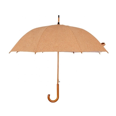 Milieuvriendelijke beschermende kurk paraplu met houten as en handvat 105 cm open diameter