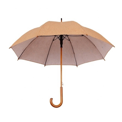 Milieuvriendelijke beschermende kurk paraplu met houten as en handvat 105 cm open diameter