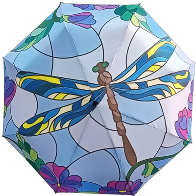 DIY Custom Design Dragonfly Animal Pattern Drievoudig paraplu met zwarte coating