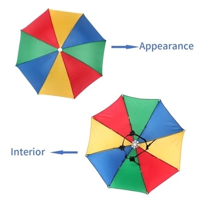 Zonne-UV-bescherming Custom Logo Printing Head Hat Shape Umbrella voor volwassenen en kinderen