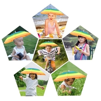 Zonne-UV-bescherming Custom Logo Printing Head Hat Shape Umbrella voor volwassenen en kinderen