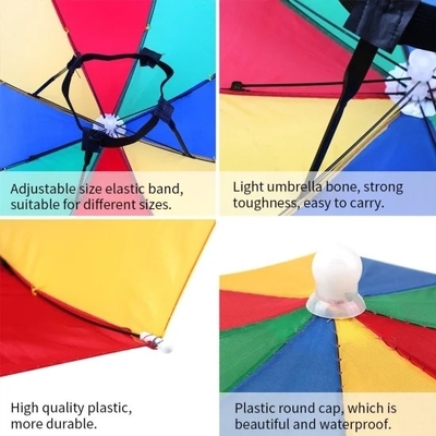 Zonne-UV-bescherming Custom Logo Printing Head Hat Shape Umbrella voor volwassenen en kinderen