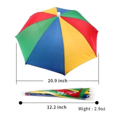 Zonne-UV-bescherming Custom Logo Printing Head Hat Shape Umbrella voor volwassenen en kinderen