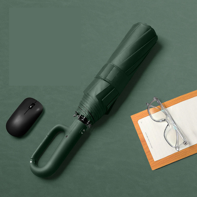 Drievoudige paraplu met automatische vouw en gepersonaliseerde logo-afdrukken op Pongee-paneel