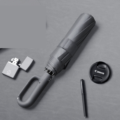 Drievoudige paraplu met automatische vouw en gepersonaliseerde logo-afdrukken op Pongee-paneel