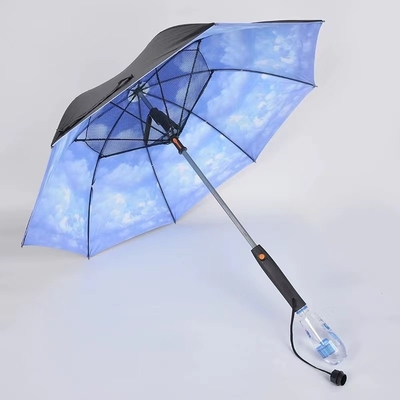 Outdoor Market Repel Paraplu met ingebouwde ventilator en Water Spray Custom Printing