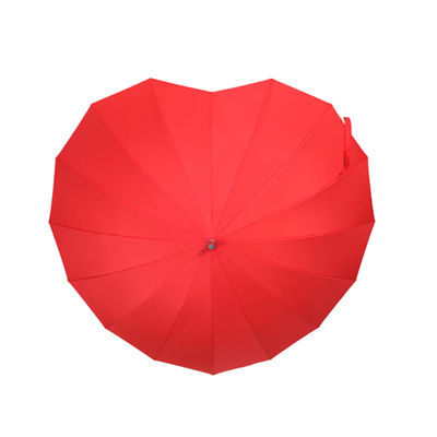 Volwassenen Creatieve Helderrood Hartvormige Zonnebril Lange Handvat Paraplu voor de bruiloft