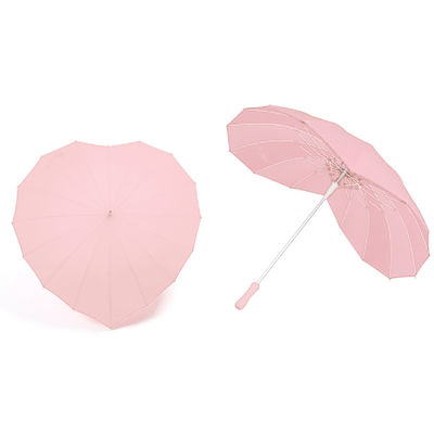 Volwassenen Creatieve Helderrood Hartvormige Zonnebril Lange Handvat Paraplu voor de bruiloft