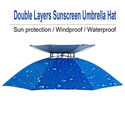 Plastic Handle Double Layers Visserhoed Paraplu voor wandelen en strandactiviteiten