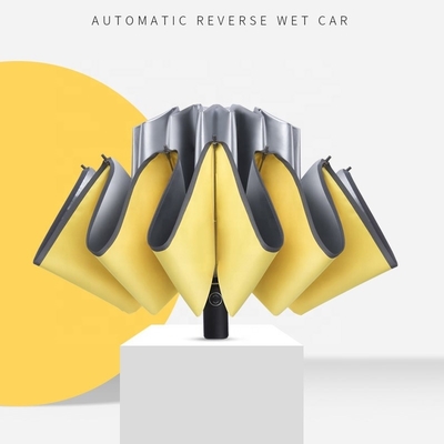 Tech Titanium Zilvercoating Custom Fold Inverted Reverse Umbrella voor stijlvol ontwerp
