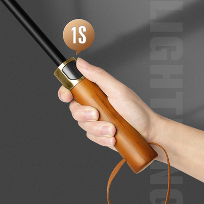 190T Pongee Long Handle 3 Fold Wood Handle Mensen Business Paraplu Plus Size Winddicht Golf Geschenk Paraplu Custom Logo
