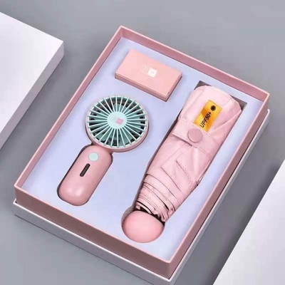 Paraplu Geschenk met Custom Box All in 1 Functie USB Oplaadbare Mini Draagbare Ventilator