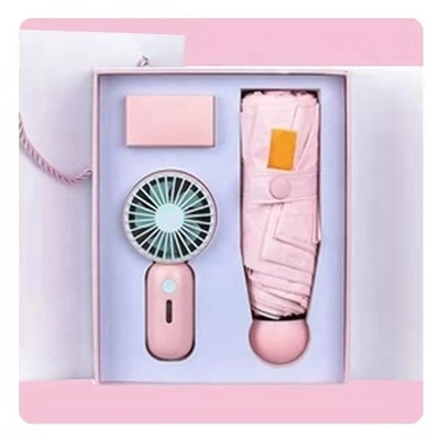 Paraplu Geschenk met Custom Box All in 1 Functie USB Oplaadbare Mini Draagbare Ventilator