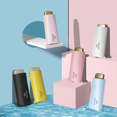 Reis in stijl met Super Mini Pocket Anti UV paraplu Gouden metaal glasvezel ribben