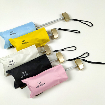 Reis in stijl met Super Mini Pocket Anti UV paraplu Gouden metaal glasvezel ribben
