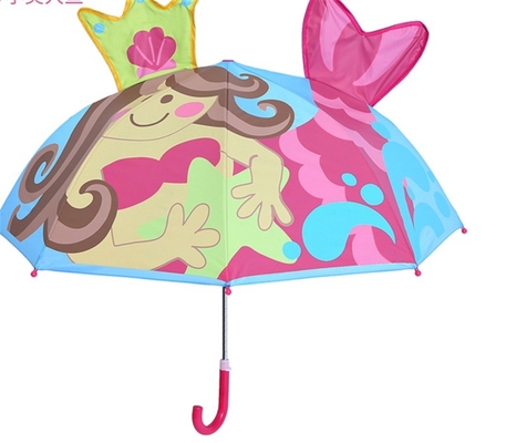 Open Diameter 90cm 19 inch 8K 190T Pongee Kids paraplu met oren Gepersonaliseerd en schattig
