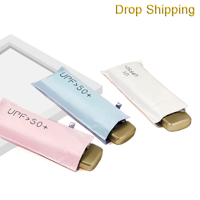 Drop Shipping Zwarte UV-coating Pongee Mini Capsule Pocket Paraplu voor zonbescherming