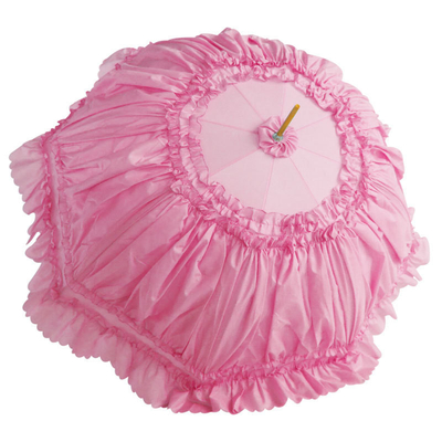 8K stalen ribben semi-automatische prinses kant paraplu's voor vrouwen Roze kleur Custom logo