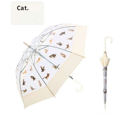 Creative Cat Dog Pattern Rechte paraplu 23 Inches*8k 8 Bone Automatic Fiber Bone